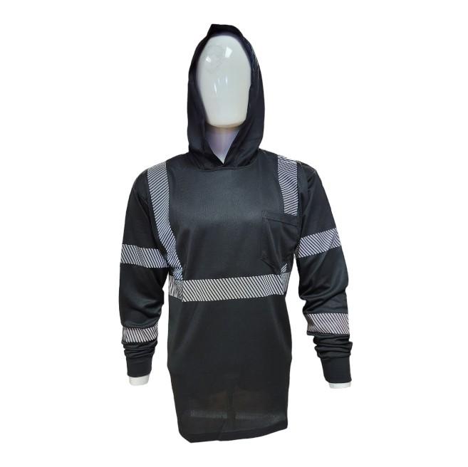 Long Sleeve Safety Hooded Shirt With Hot Print Reflector