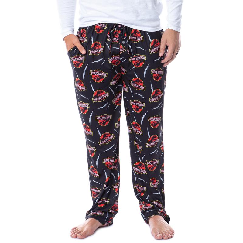 Jurassic Park Mens' Dinosaur Film Logo Scratches Sleep Pajama Pants