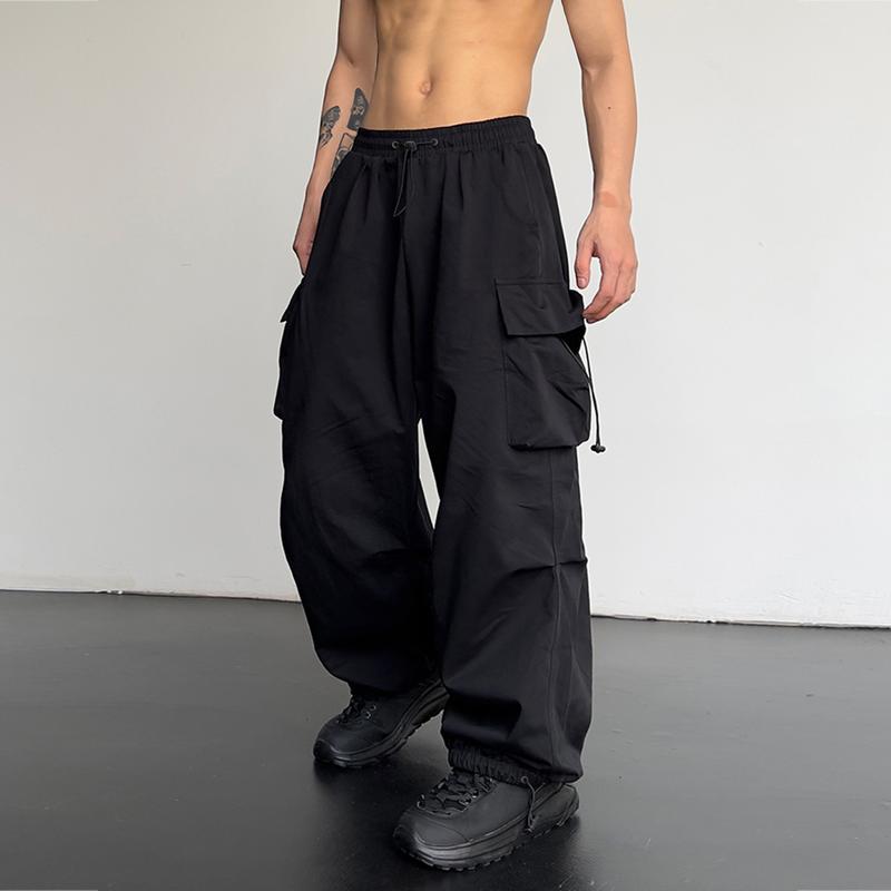 Cargo Pants Elastic Waist Flap Pockets Hip Hop Baggy Harem Parachute Pants pants