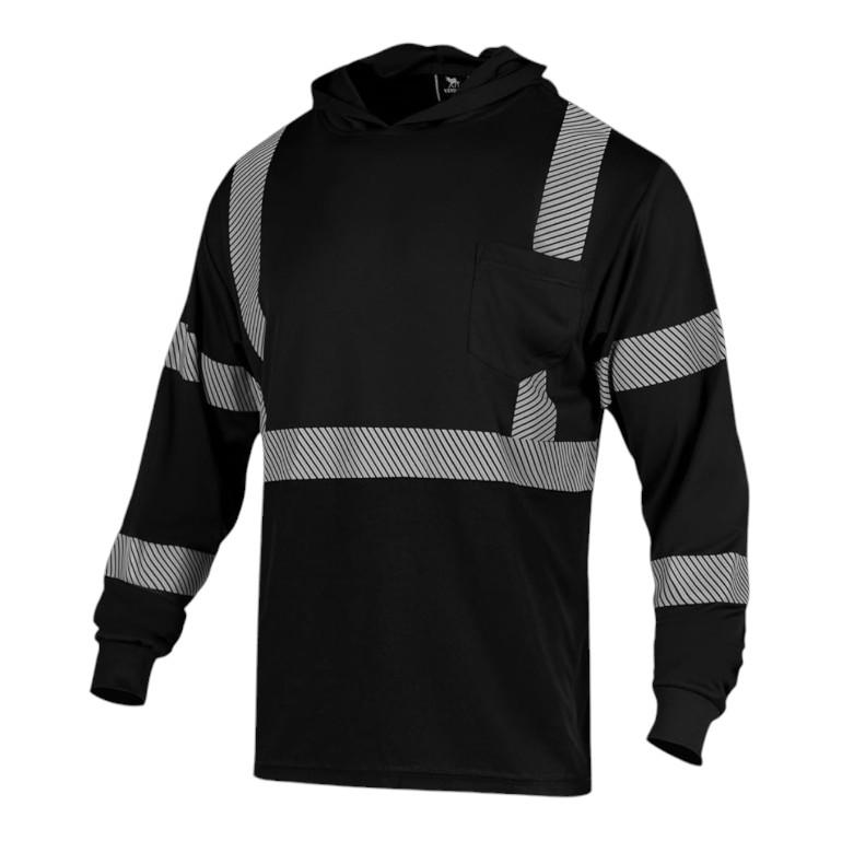 Long Sleeves Hooded Safety Shirts With Hot Print Reflectors