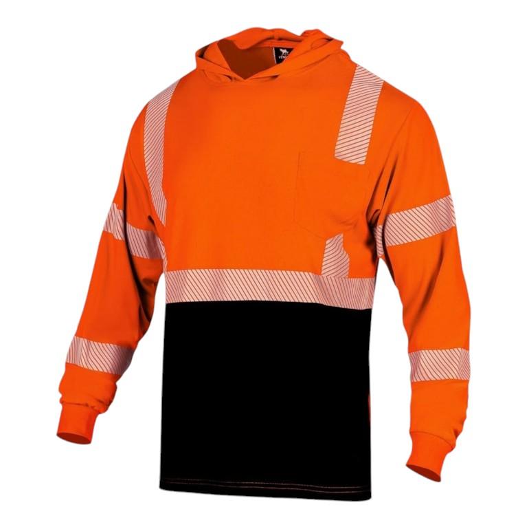 Long Sleeves Hooded Safety Shirts With Hot Print Reflectors