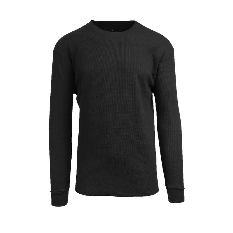 Men's Long Sleeve Menswear Knit Classic Cotton Crewneck Breathable Hem Thermal Shirts Knitwear Plain