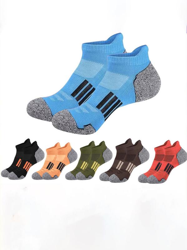 Men's Striped & Patchwork Print Ankle Socks, Casual Comfortable Breathable Low Cut Socks for Daily Wear, Socks for Men