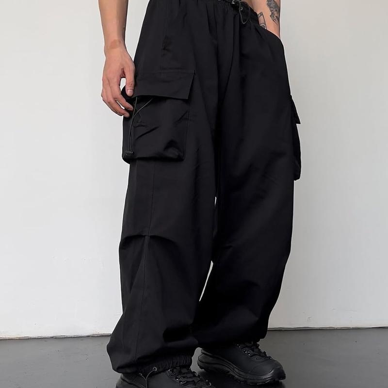 Cargo Pants Elastic Waist Flap Pockets Hip Hop Baggy Harem Parachute Pants pants