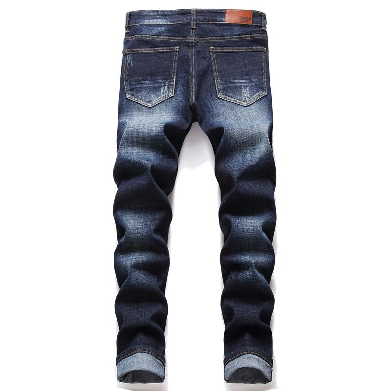 Men's Fashion Designer Jeans For Men Distressed Slim Fit Street Style Denim Clothing Ripped Pants