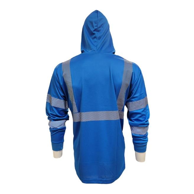 Long Sleeve Safety Hooded Shirt With Hot Print Reflector