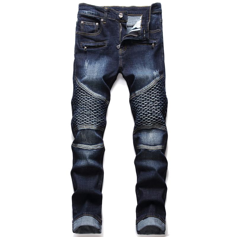 Men's Fashion Designer Jeans For Men Distressed Slim Fit Street Style Denim Clothing Ripped Pants