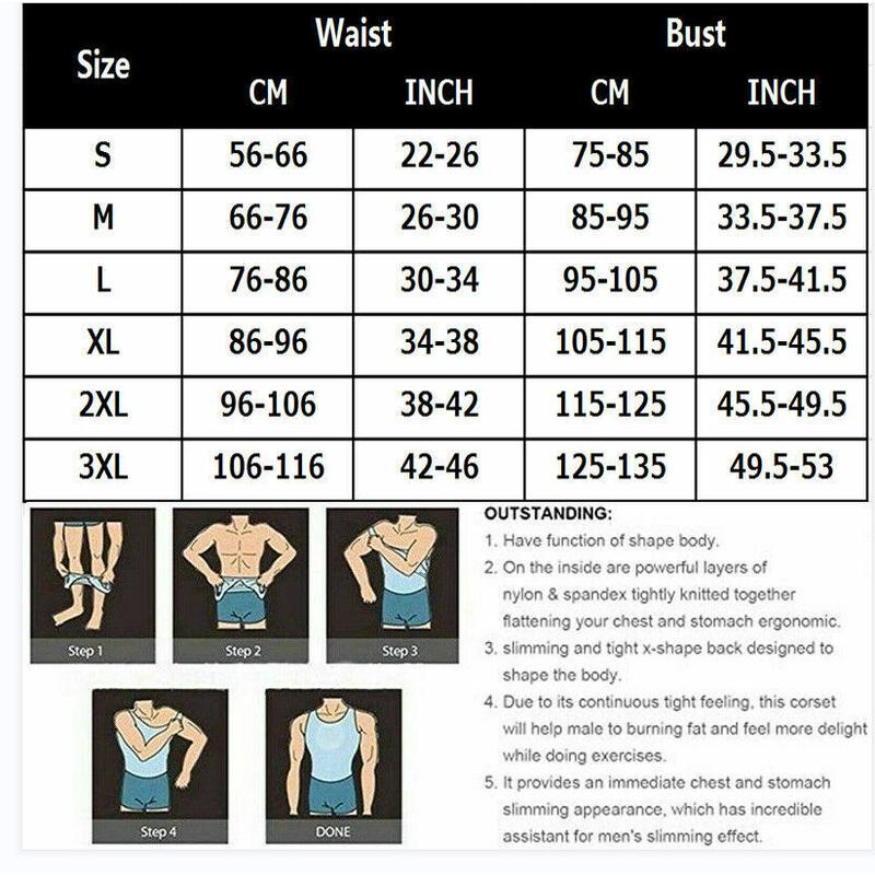 Mens Slimming Body Shaper Belly Chest Compression Vest Girdle T-Shirt Tank Top