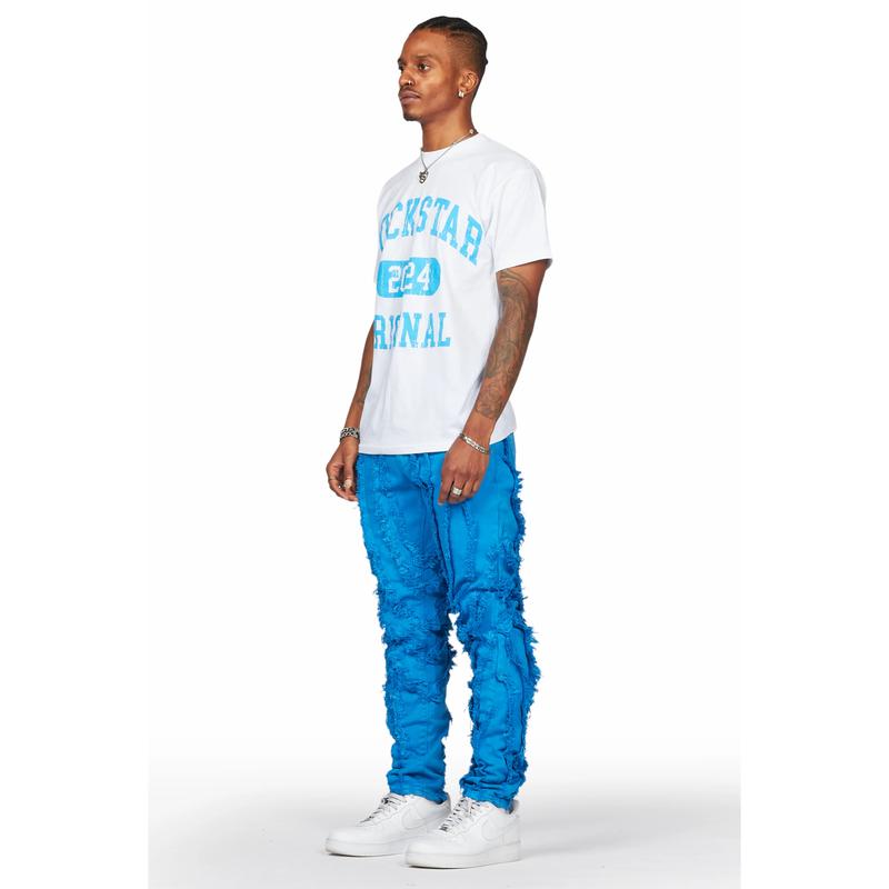 Achilles Blue Raw Edge Skinny Fit Jean