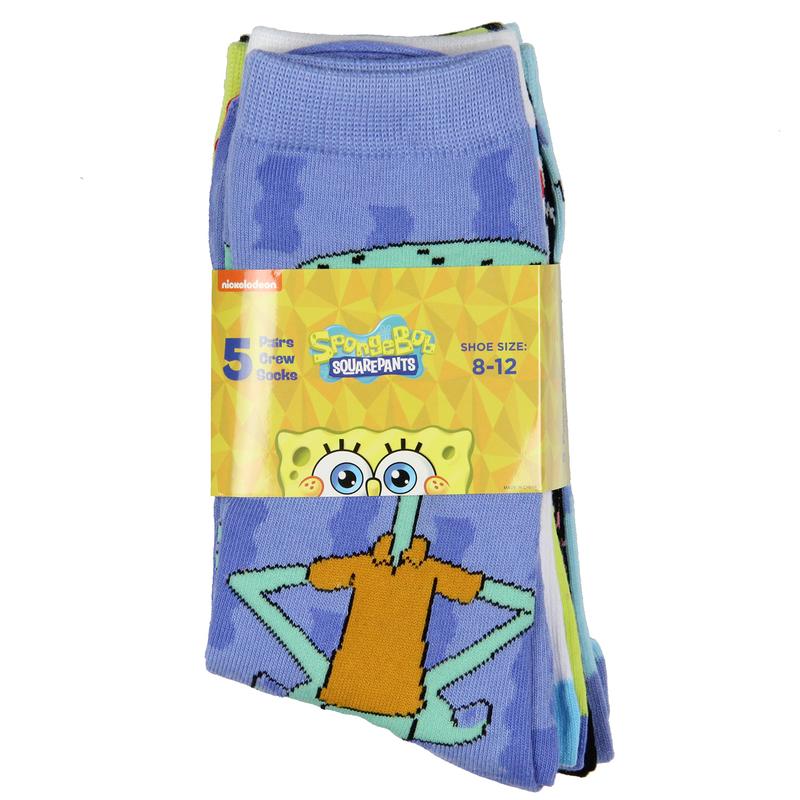 Nickelodeon Socks Spongebob SquarePants Socks Men's Socks Bikini Bottom Bunch 5-Pair Adult Crew Socks