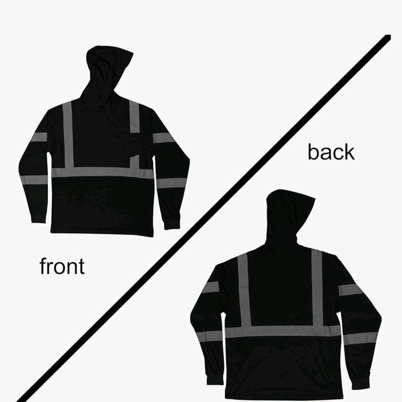 Long Sleeves Hooded Safety Shirts With Hot Print Reflectors