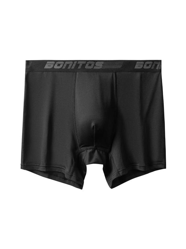 Men's Solid Letter Tape Boxer Brief, Casual Comfy Breathable Underwear for Daily Wear, Men's Underwear for All Seasons