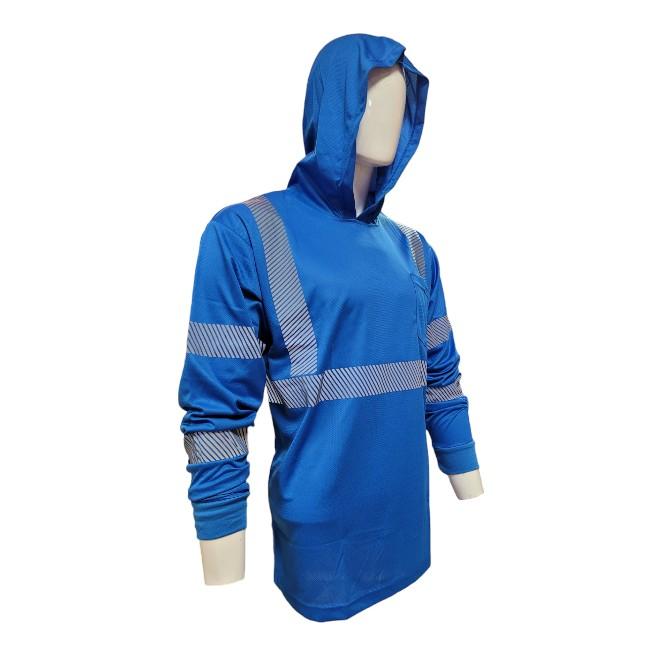 Long Sleeve Safety Hooded Shirt With Hot Print Reflector