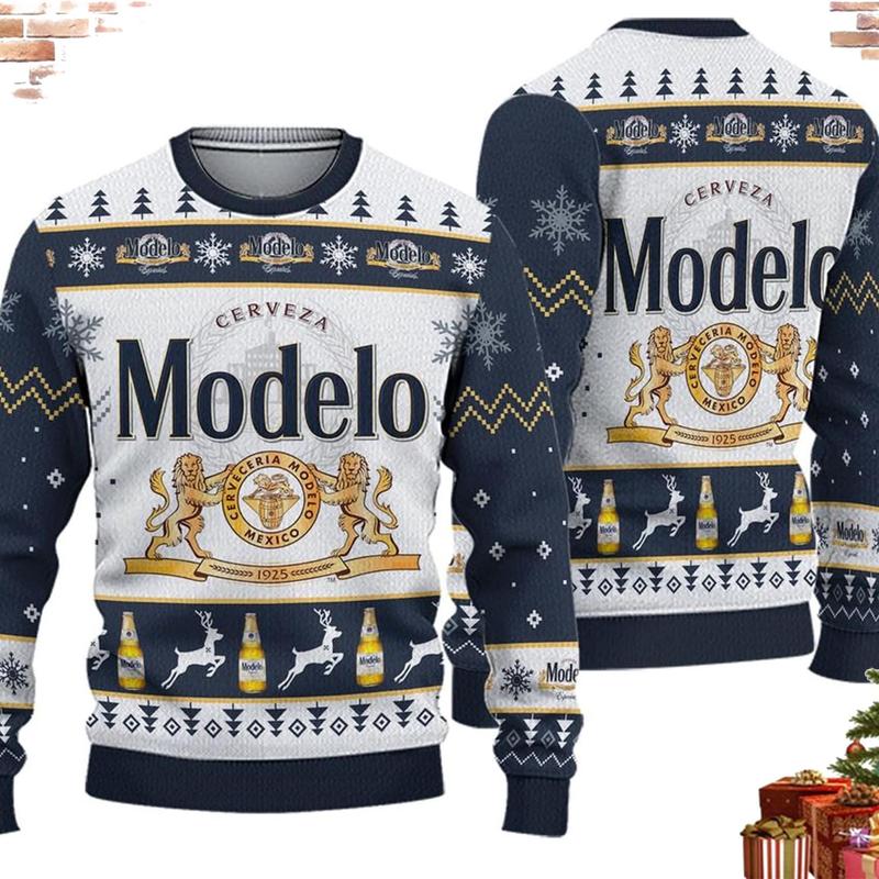 Cerveza Modelo Beer Ugly Christmas Sweater, Cerveza Modelo Ugly Sweater, Beer Sweater, Christmas Ugly Sweater, Gift Christmas. E