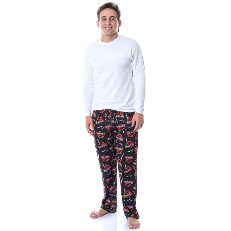 Jurassic Park Mens' Dinosaur Film Logo Scratches Sleep Pajama Pants