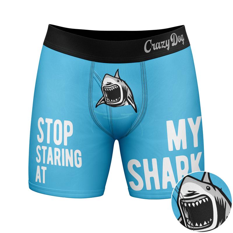 Mens Stop Staring At My Shark Boxers Funny Sarcastic Sexual Joke Novelty Underwear For Guys Funny Graphic Boxers Shark  Funny Sarcastic  Mens Novelty Boxer Briefs Blue