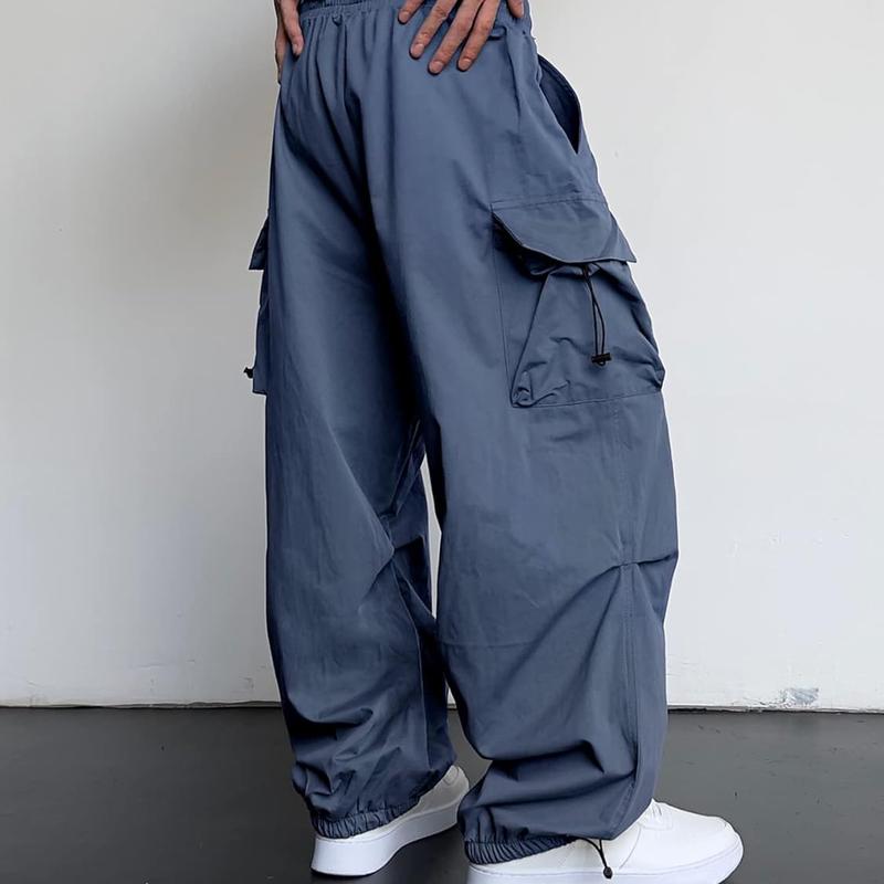 Cargo Pants Elastic Waist Flap Pockets Hip Hop Baggy Harem Parachute Pants pants