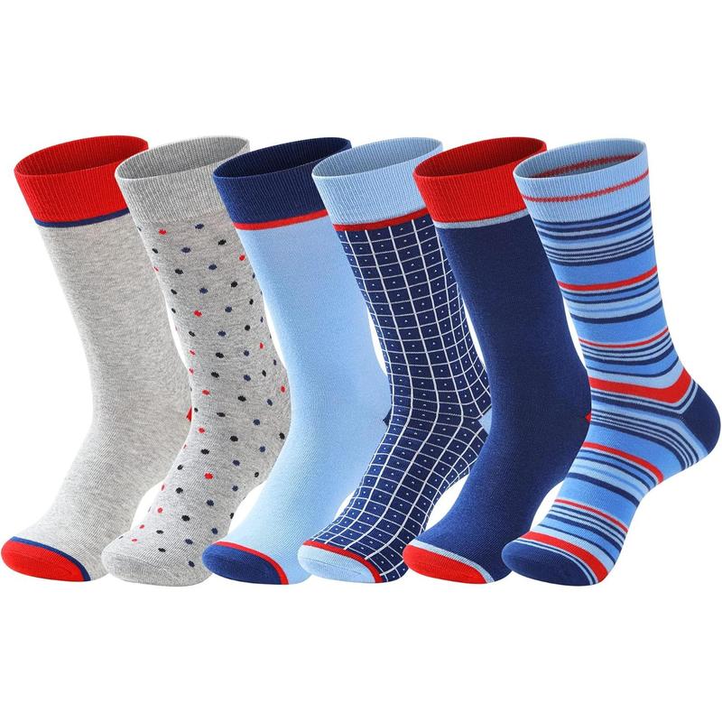 6 Pack Dress Socks for Men, Classic Patterned Soft Comfortable Casual Business Socks