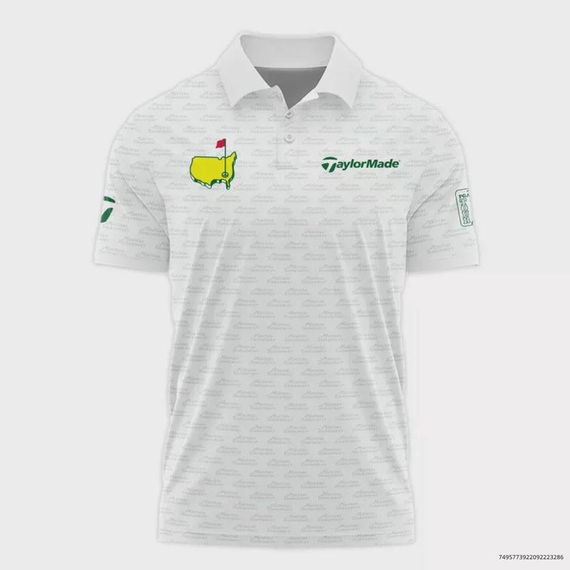Masters Tournament Golf Taylor 3D Print Polo Shirt Logo Text White Green - Made For Men Golfer Fabric Menswear