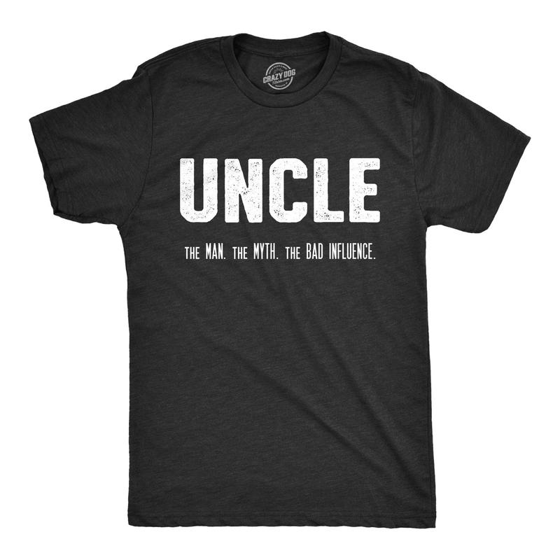 Mens Uncle The Man The Myth The Bad Influence T shirt Funny Sarcastic Family Tee Mens Funny T Shirts Cool Slimming Tees with Plus Sizes Sarcastic T Shirt for Men Funny Uncle T Shirt Novelty Tees for Black