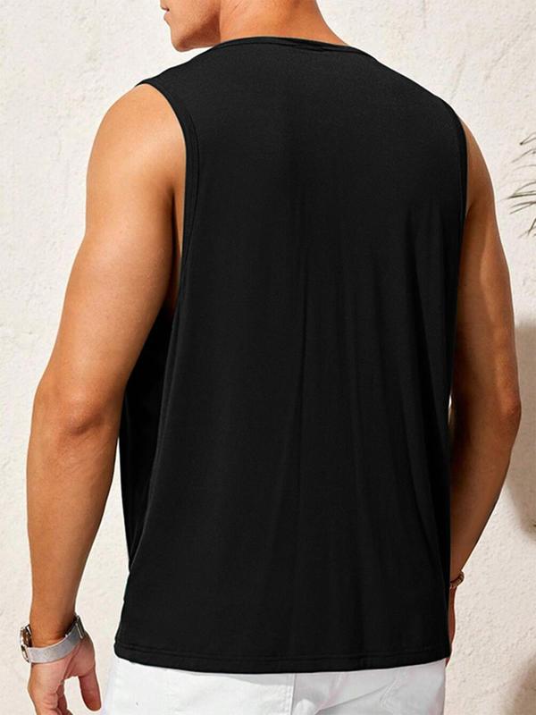 Men's Loose Solid Cowl Neck Tank Top, Casual Sleeveless Crop Top for Summer, Fashion Men's Clothes for Daily Wear