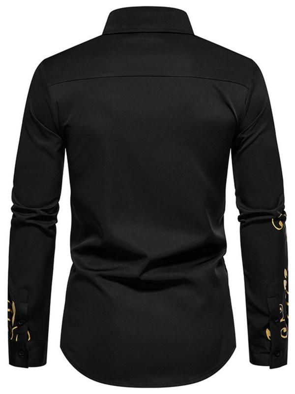 Men's Regular Fit Plants Print Long Sleeve Button Down Shirt, Casual Collared Button Front Top for Spring & Fall, Fashion Men's Streetwear Clothes for Daily Wear Longsleeves