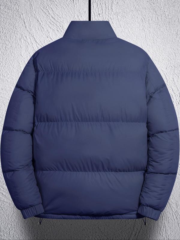 Men's Solid Pocket Zip Up Hooded Winter Coat, Regular Fit Casual Long Sleeve Thermal Lined Outerwear for Fall & Winter, Men's Clothes for Daily Wear