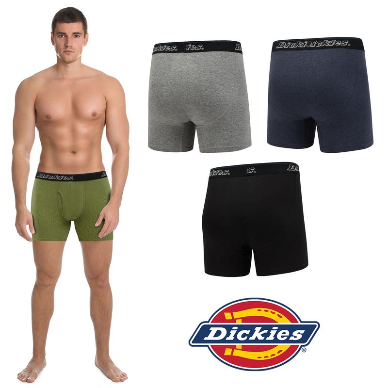 Dickies Mens Underwear Pack of 4 Boxer Briefs, Cotton Stretch Boxers for Men