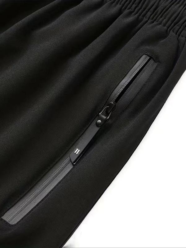 Men's Regular Fit Solid Zipper Pocket Drawstring Waist Shorts, Casual Straight Leg Shorts for Summer, Summer Outfits 2024, Summer Clothes, Summer Bottoms