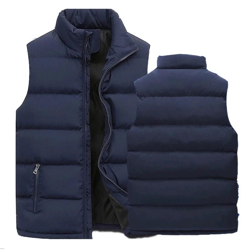 Mens Vest Jacket Warm Sleeveless Jackets Winter Waterproof Zipper Coat Autumn Stand-up Collar Casual Waistcoat Brand Clothing