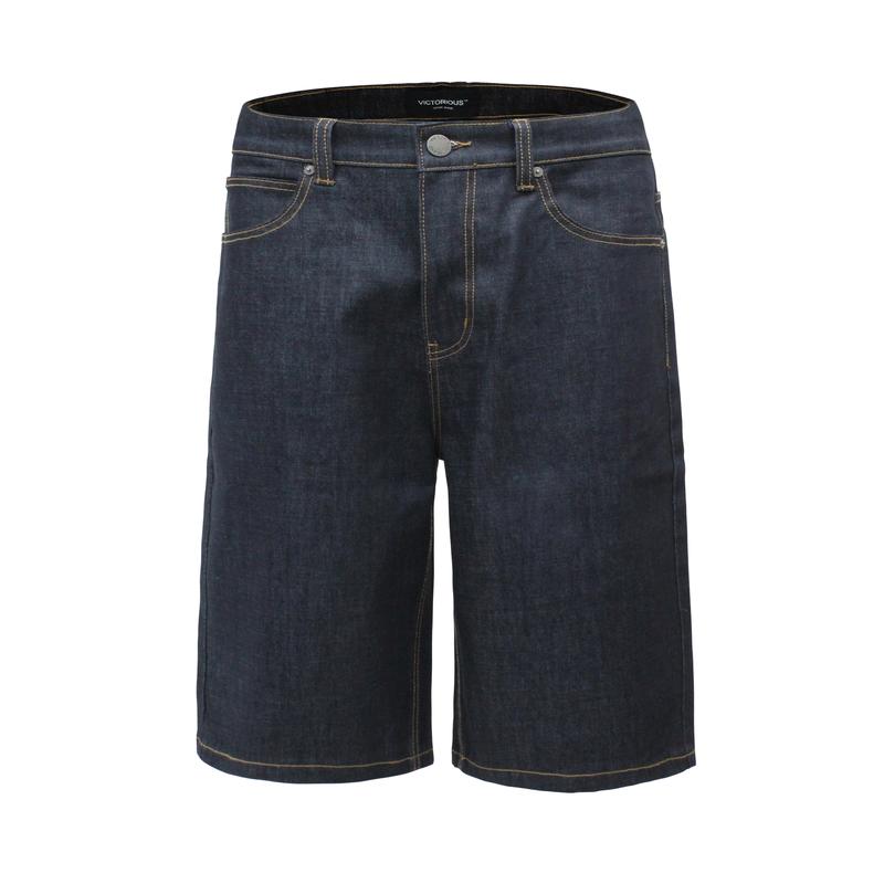 Men's Baggy Fit Raw Denim Shorts-Comfort Stretch