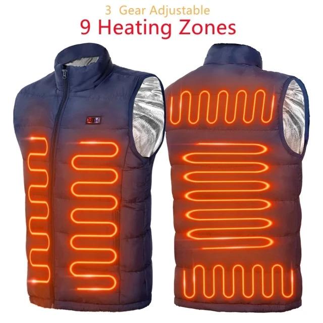 9 Heated Vest Zones Electric Heated Jackets Men Women Sportswear Heated Coat Graphene Heat Coat USB Heating Jacket For Camping Menswear Tops Bestie Beige Casual Plain Sleeveless Tropical Menswear Tops