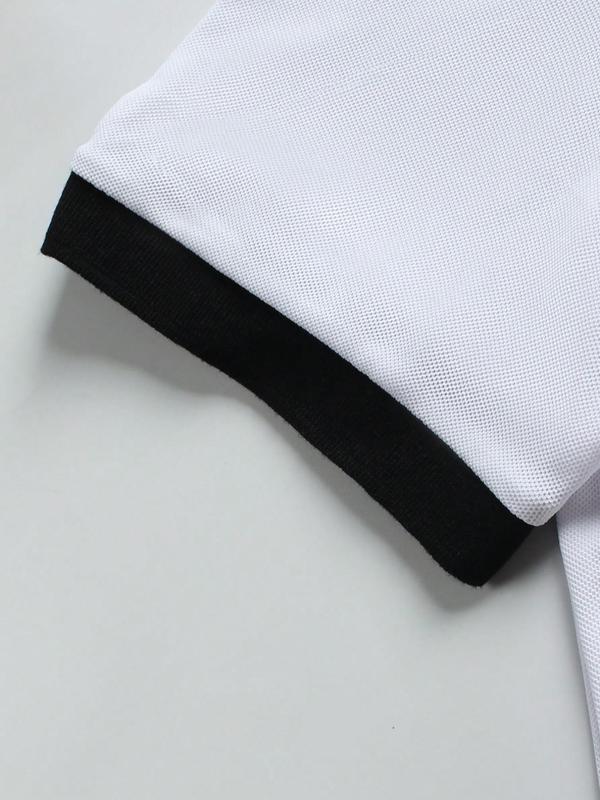 Men's Striped Print Short Sleeve Polo Shirt, Polo Clothes, Polo Collar Shirt, Regular Fit Casual Half Buttons Collared Top for Summer, Men's Clothes for Daily Wear