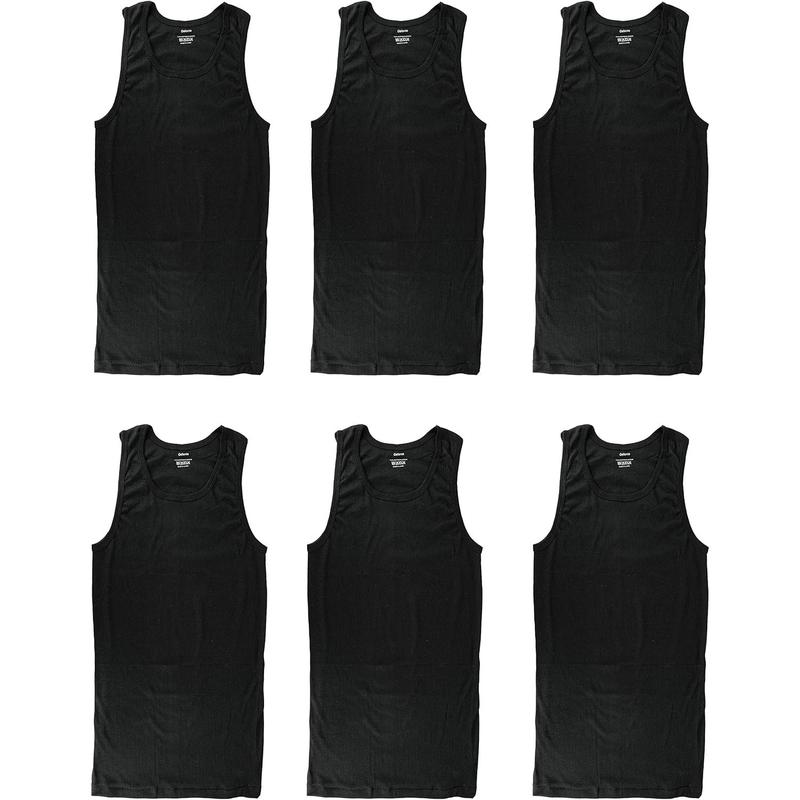 6 Packs 100% Cotton Athletic Men's Basic Tank Top