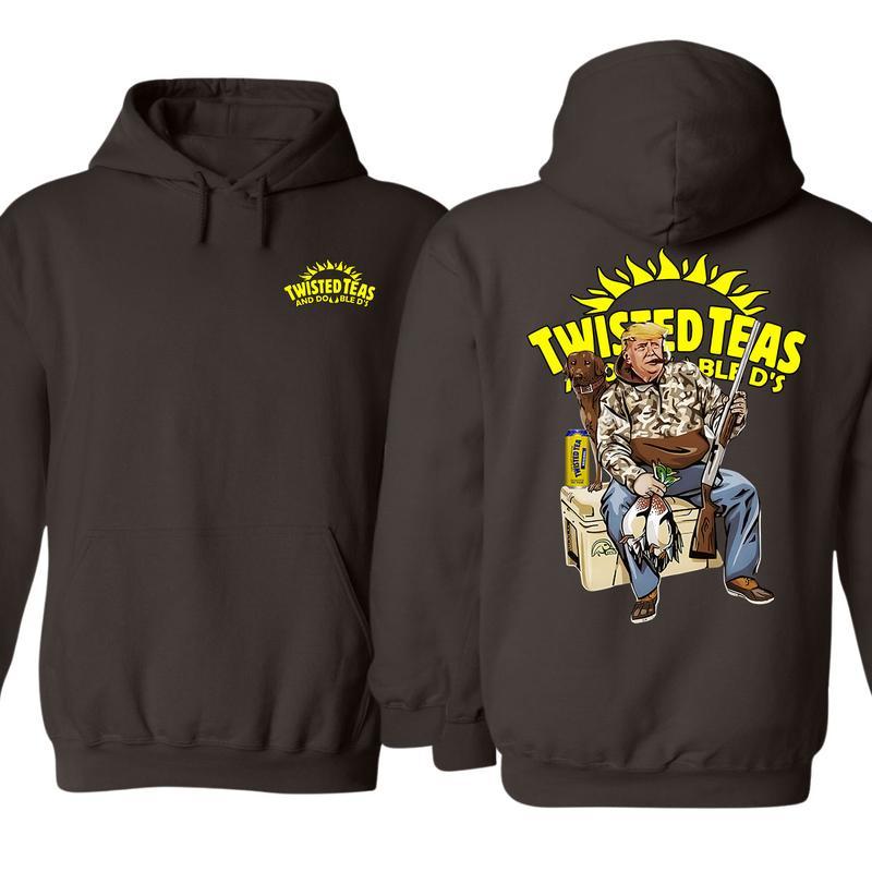 Twisted Tea Hunting Hoodie - Fun Unisex Pullover with Hunting Graphic, Dog and Duck Design, Perfect Fall Apparel for Outdoor Enthusiasts, Cozy and Stylish for Holiday Celebrations Underwear Menswear Tops