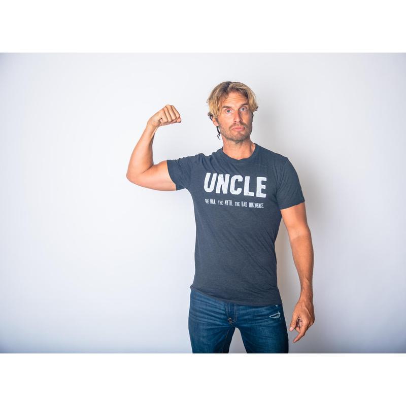 Mens Uncle The Man The Myth The Bad Influence T shirt Funny Sarcastic Family Tee Mens Funny T Shirts Cool Slimming Tees with Plus Sizes Sarcastic T Shirt for Men Funny Uncle T Shirt Novelty Tees for Black