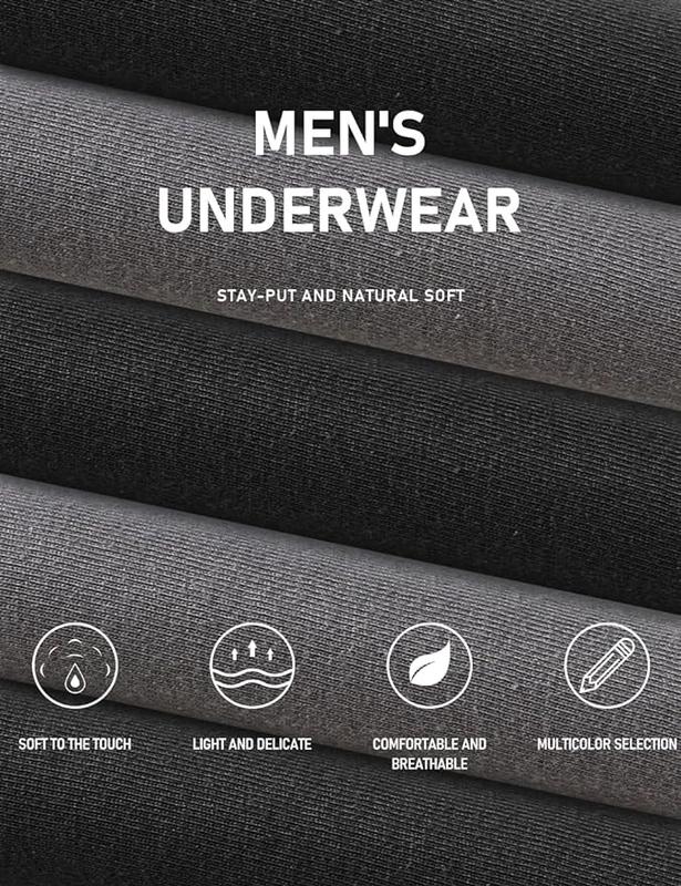 Boxer Briefs Mens Underwear Men Pack Soft Cotton Open Fly Underwear-Black Grey Pack of 5