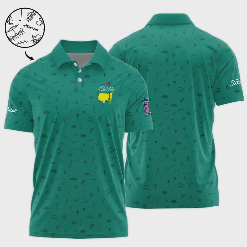 Golf Masters Tournament Titleist Polo Shirt Augusta Icons Pattern Green Golf Sports All Over Print Polo Shirt For Men