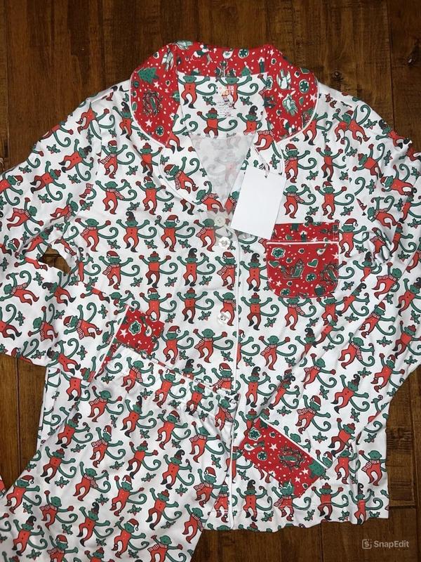 NEW Roller Holiday Medley Monkey Long Sleeve Polo Pajamas PJ Christmas