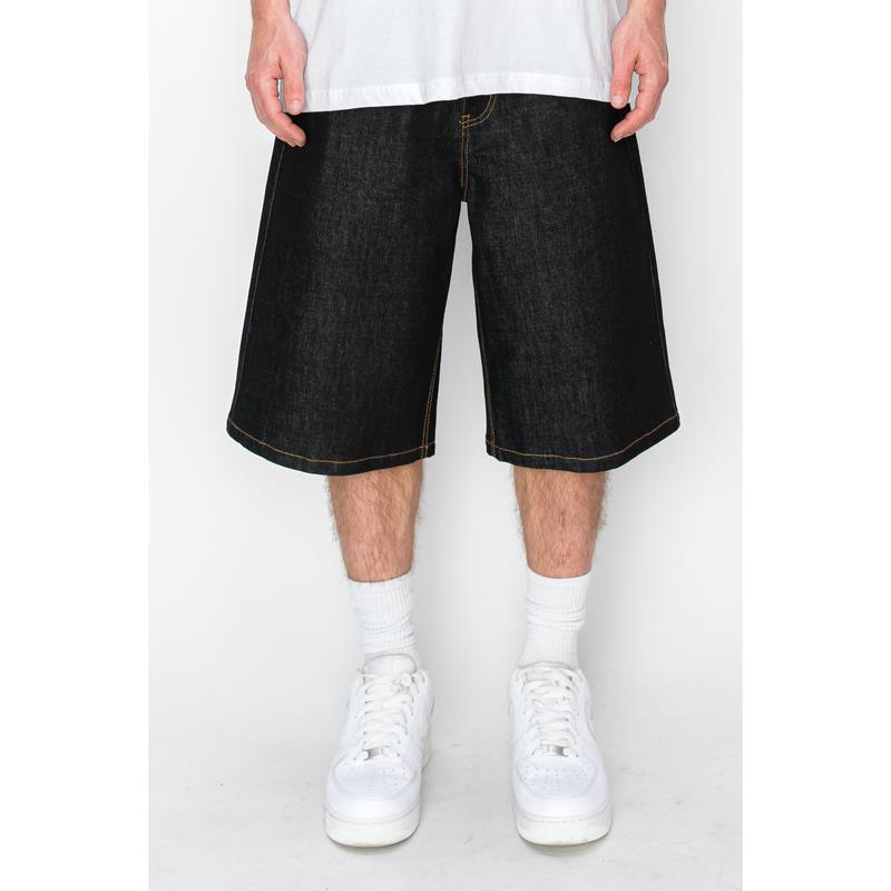 Men's Baggy Fit Raw Denim Shorts-Comfort Stretch