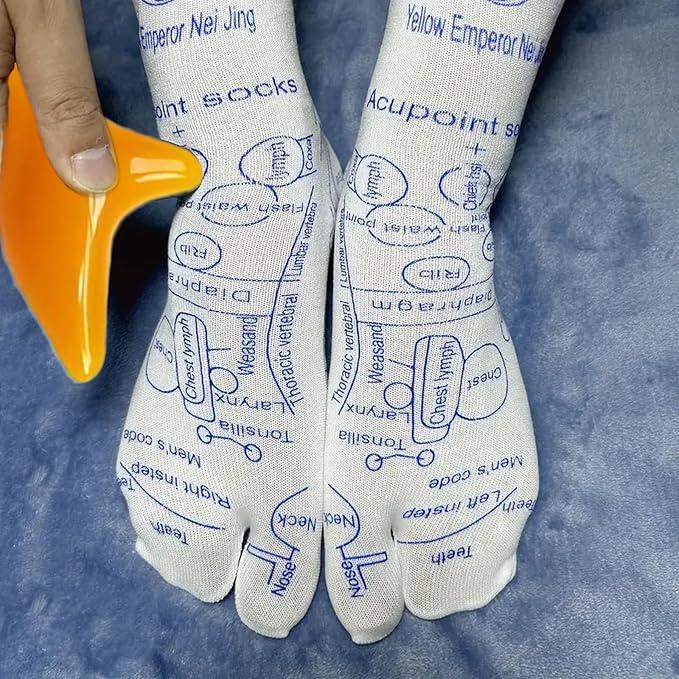 Reflexology Socks Set - Reflexology Socks With Massage Tool - Foot Pain Relief And Acupressure Reflexology Foot Massage Socks White Cotton Menswear Elastic Underwear For Women Man