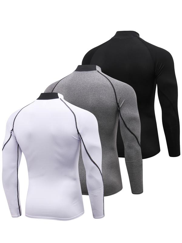 Men's 2pcs Raglan Sleeve Thermal Underwear, Long Sleeve Stand Collar Tight-fitting Tops, Casual Comfy Thermal Underwear for Fall & Winter, Going Out Wear, Men's Clothing