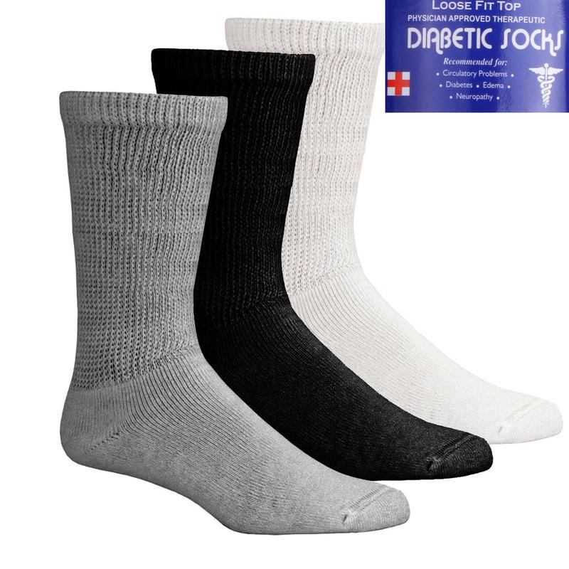 12 Pairs Diabetic Socks for Unisex Loose Fit Non-Binding Cotton Crew Socks