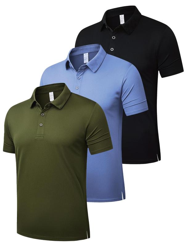 Men's Solid Color Polo Shirt, Breathable Comfortable Quick Drying Golf Business Casual Shirt, Men's Sportswear for Indoor Outdoor Sports,  Gym Tops, Polo Shirts Men, Gym Clothes