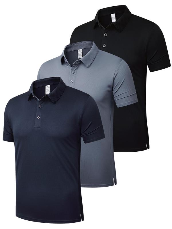Men's Solid Color Polo Shirt, Breathable Comfortable Quick Drying Golf Business Casual Shirt, Men's Sportswear for Indoor Outdoor Sports,  Gym Tops, Polo Shirts Men, Gym Clothes