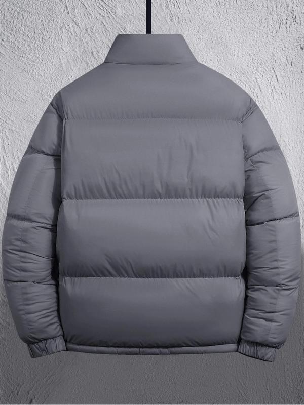 Men's Solid Pocket Zip Up Hooded Winter Coat, Regular Fit Casual Long Sleeve Thermal Lined Outerwear for Fall & Winter, Men's Clothes for Daily Wear