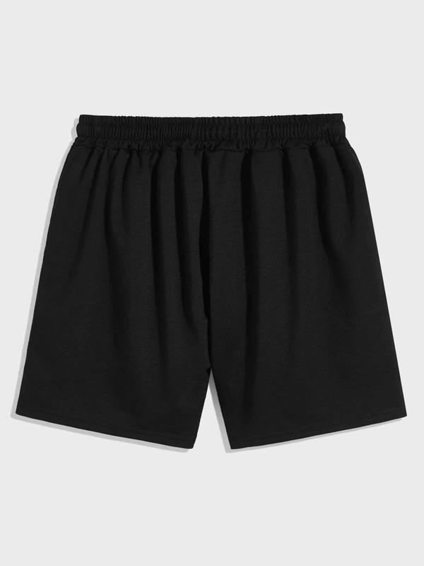 Men's Letter Graphic Drawstring Shorts, Street Casual Elastic Waist Pocket Shorts for Summer, Men's Bottoms for Daily Wear