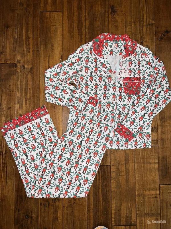 NEW Roller Holiday Medley Monkey Long Sleeve Polo Pajamas PJ Christmas