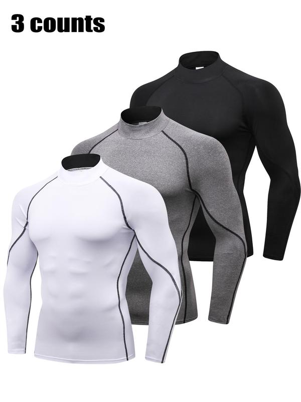 Men's 2pcs Raglan Sleeve Thermal Underwear, Long Sleeve Stand Collar Tight-fitting Tops, Casual Comfy Thermal Underwear for Fall & Winter, Going Out Wear, Men's Clothing