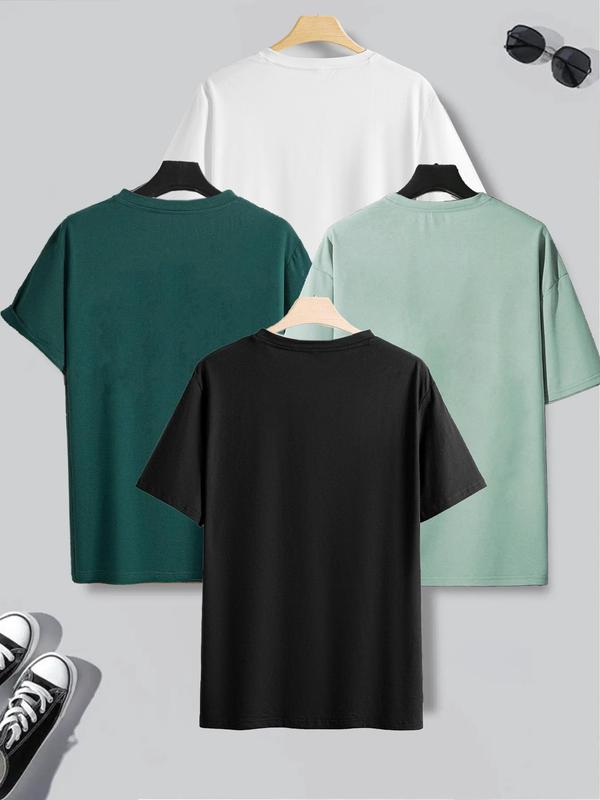 Men's Solid Drop Shoulder Sleep Tee, Summer Tops, Casual Comfy Round Neck Short Sleeve T-shirt for Daily Wear, Men's Sleepwear for All Seasons, Summer Wear 2024, Mens Clothing, Summer Clothes